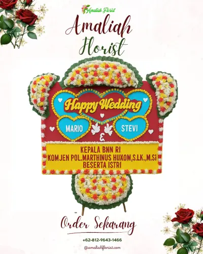 Karangan Papan Bunga Pernikahan di Pajalesang